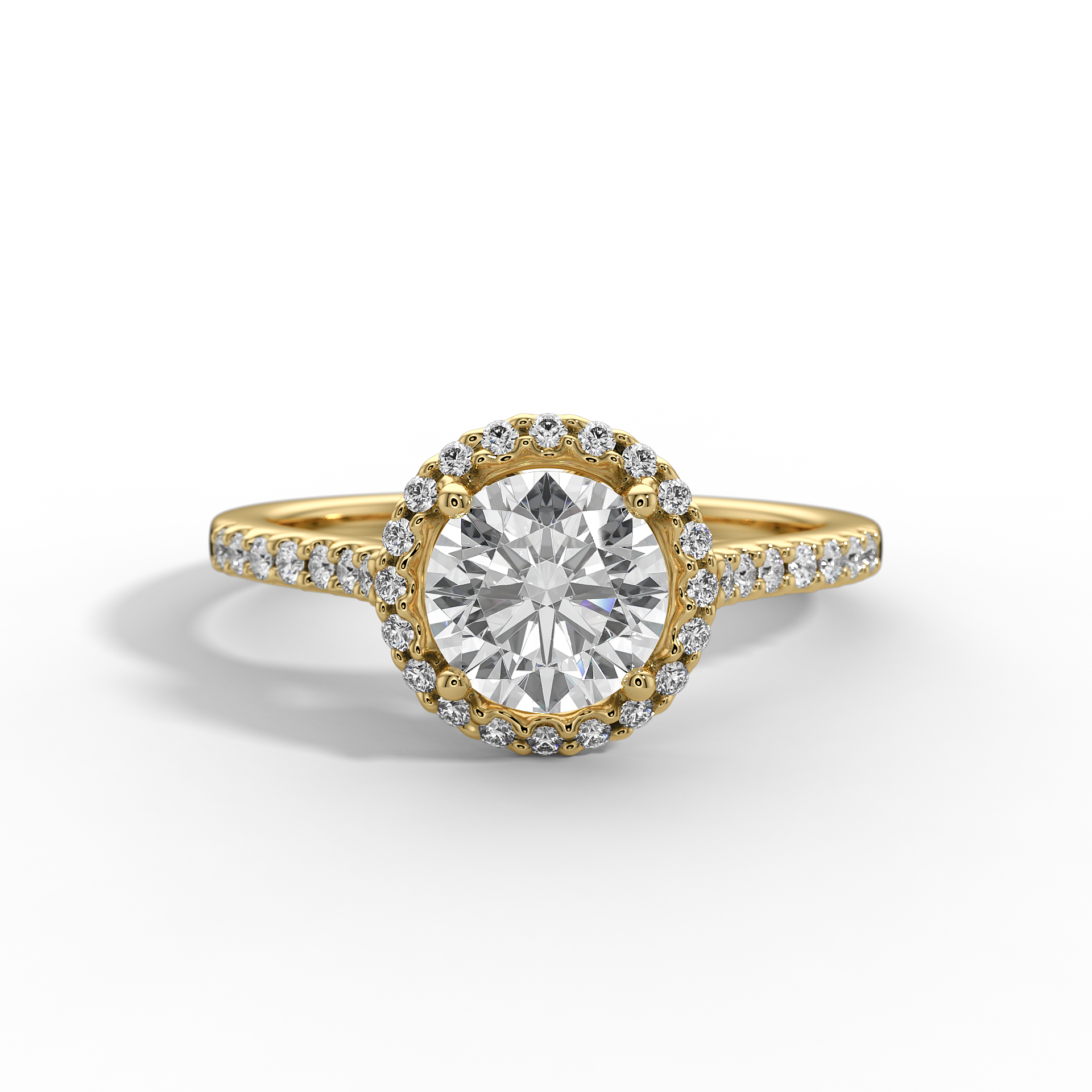 9ct White Gold  Lab Grown Engagement Ring - Round Halo 1ct