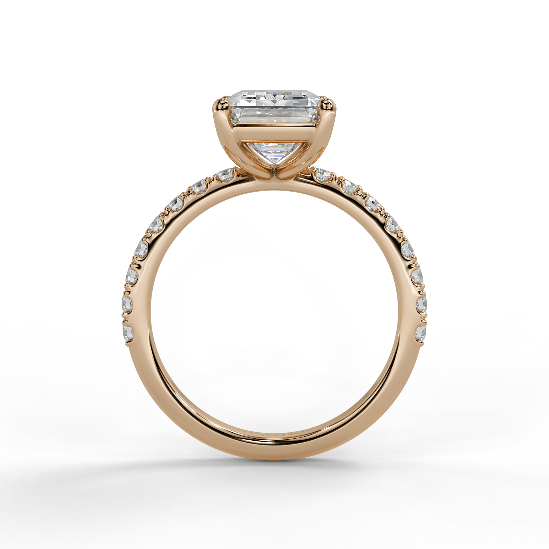 9ct White Gold  Accented Lab Grown Diamond Engagement Ring - 2ct Emerald Cut