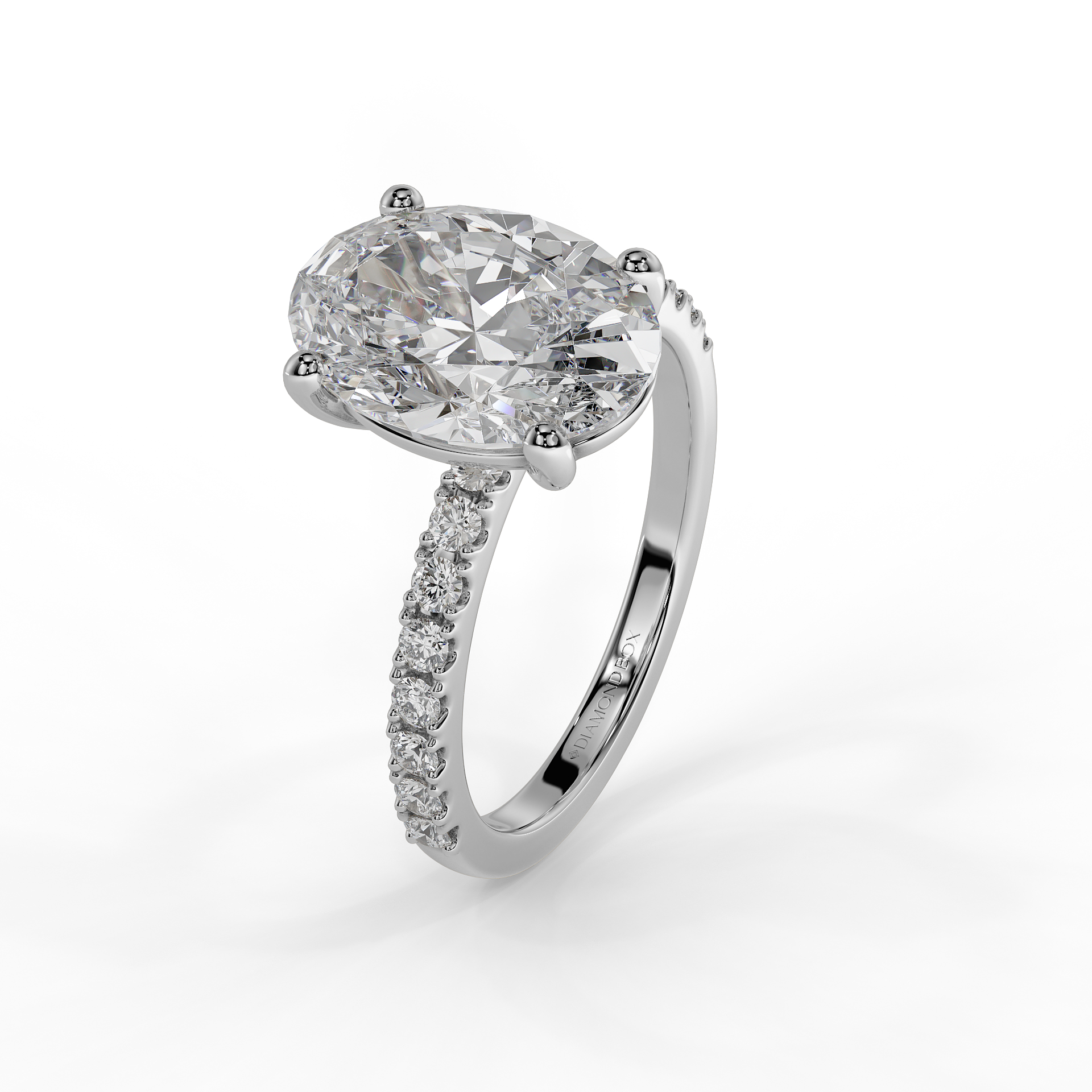 9ct White Gold Lab Grown Diamond Engagement Ring - 2ct Oval accented