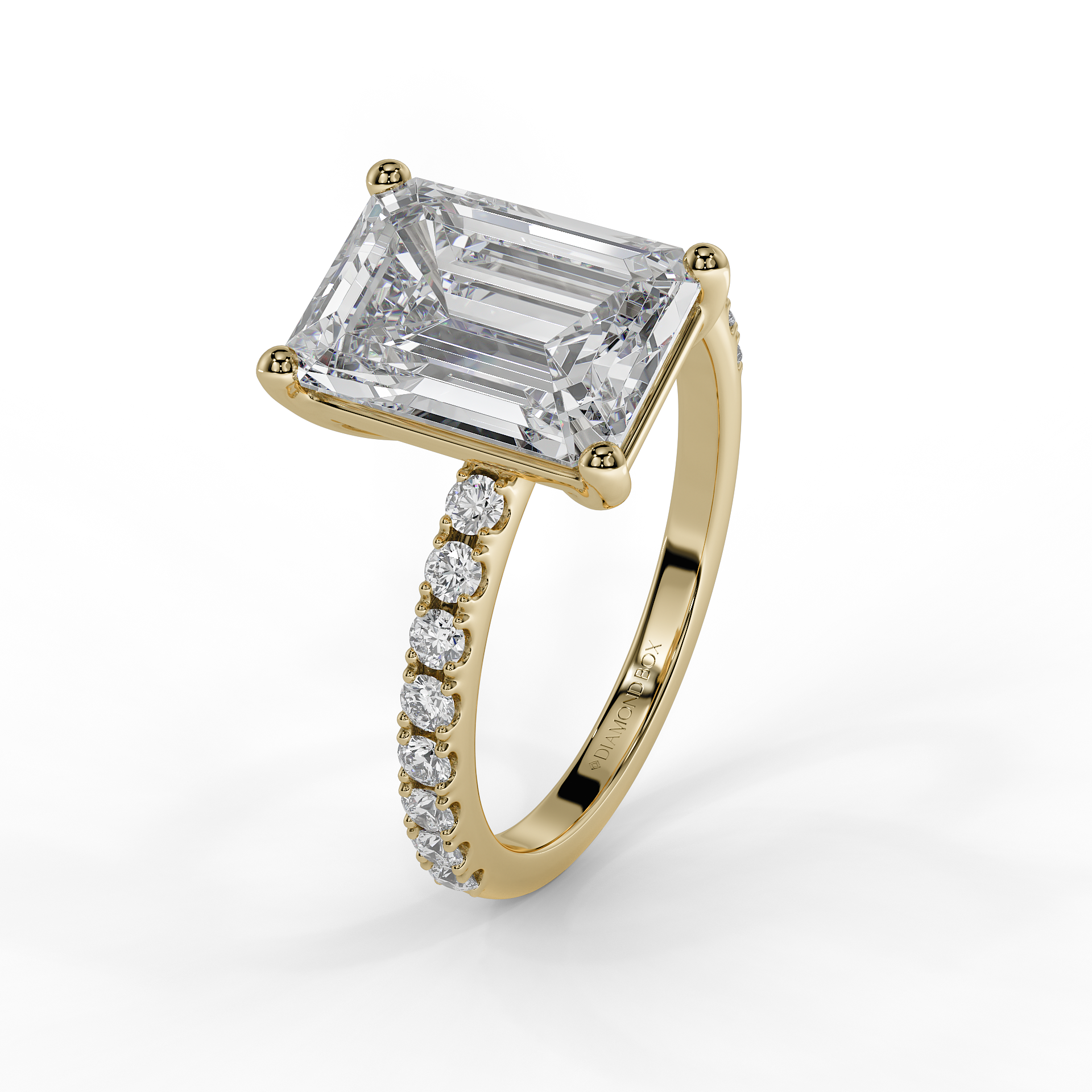 9ct White Gold  Accented Lab Grown Diamond Engagement Ring - 2ct Emerald Cut