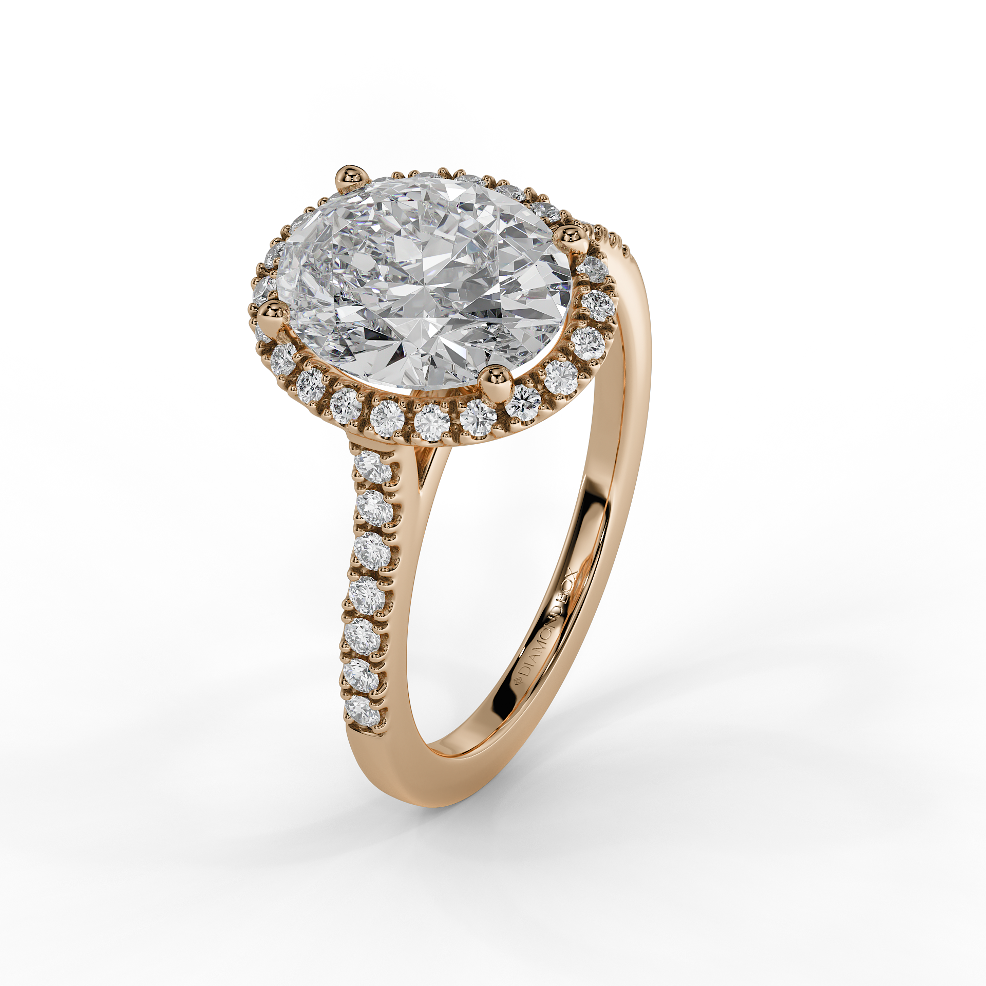 9ct  White Gold  Lab Grown Engagement Ring - 2ct Oval Halo