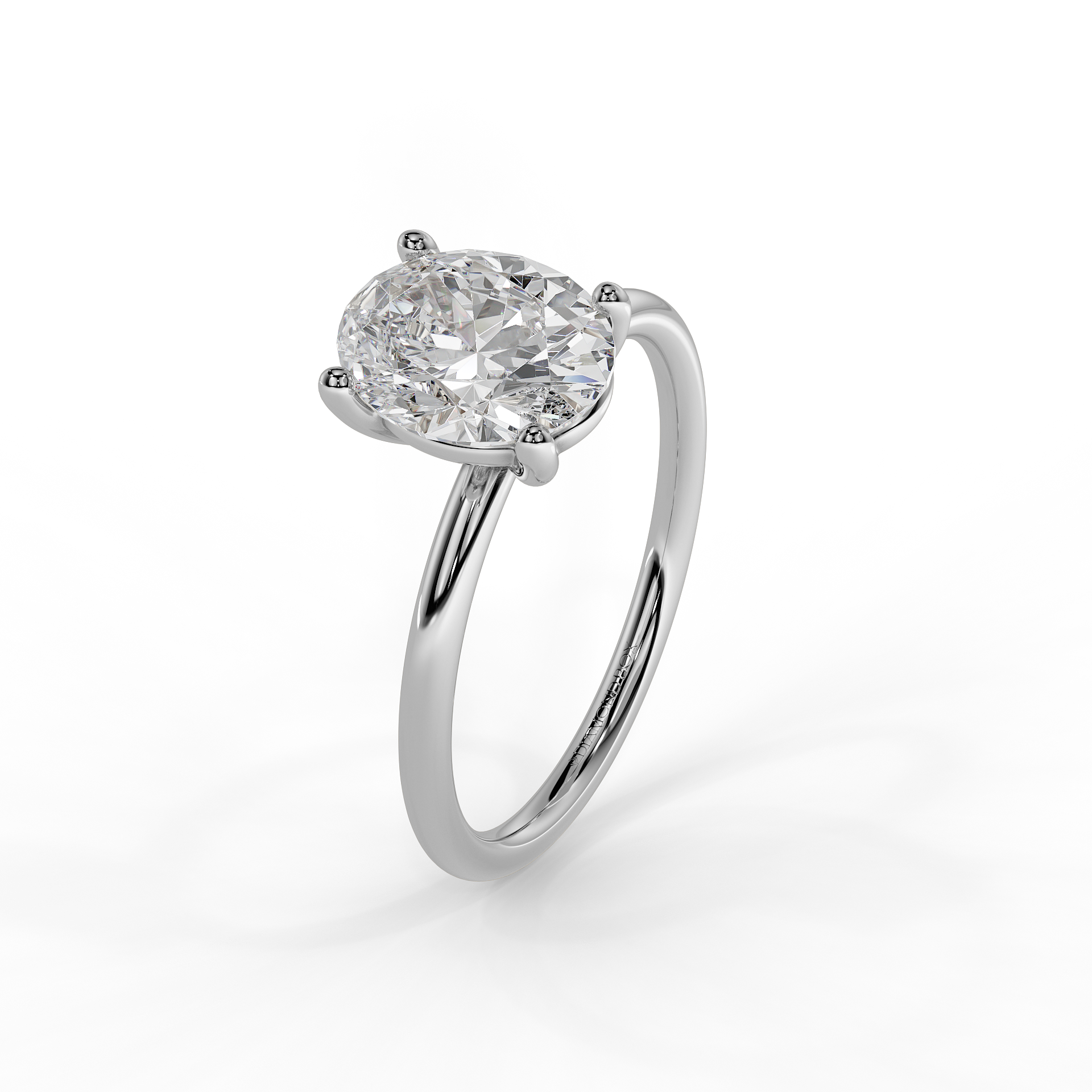 9ct White Gold Classic Solitaire Lab Grown Engagement Ring - 2ct Oval