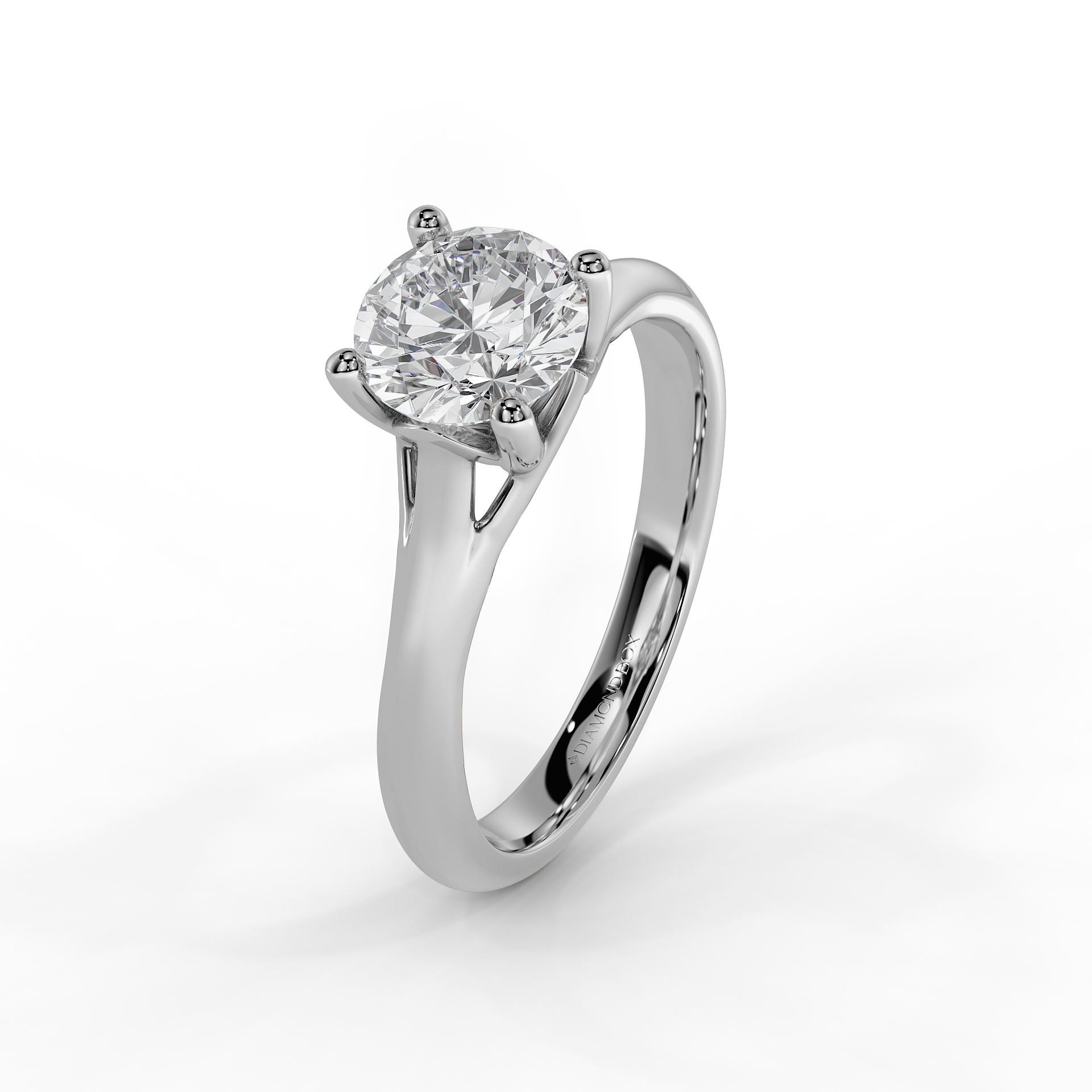 9ct White Gold  Round Solitaire Lab Grown Engagement Ring - 1ct