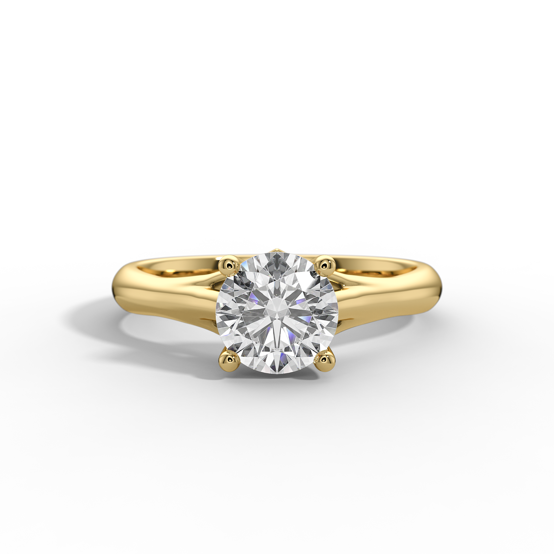 9ct White Gold  Round Solitaire Lab Grown Engagement Ring - 1ct