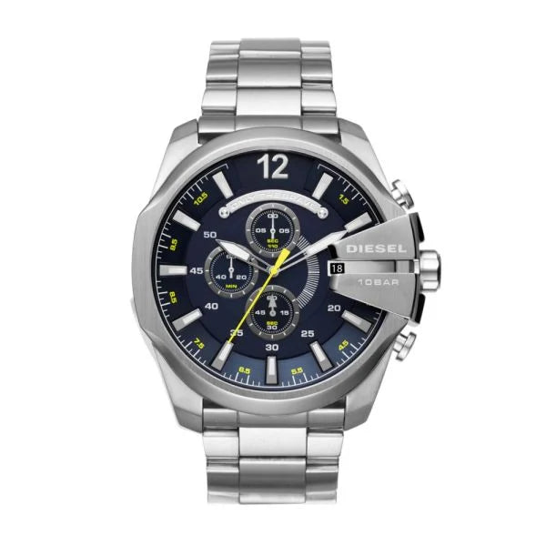 Diesel Mega Chief Blue Dial Men's Stainless Steel Chronograph Watch - DZ4465