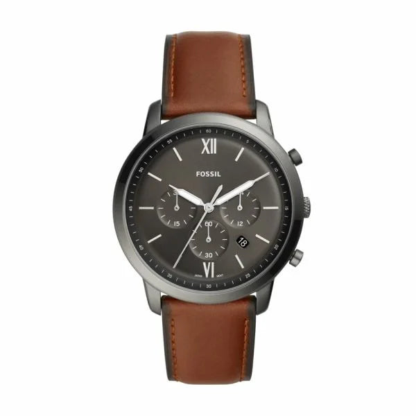 Fossil Men's Neutra Chrono Smoke Round Leather Watch - FS5512