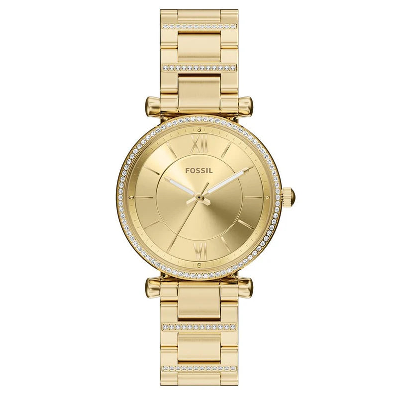 Fossil Ladies Carlie Gold Dial and Gold Women's Watch -