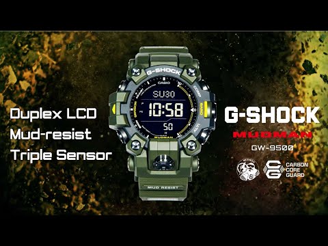 Casio G-Shock Mens 200m Mudman Triple Sensor Solar - GW-9500-1A4DR Watch