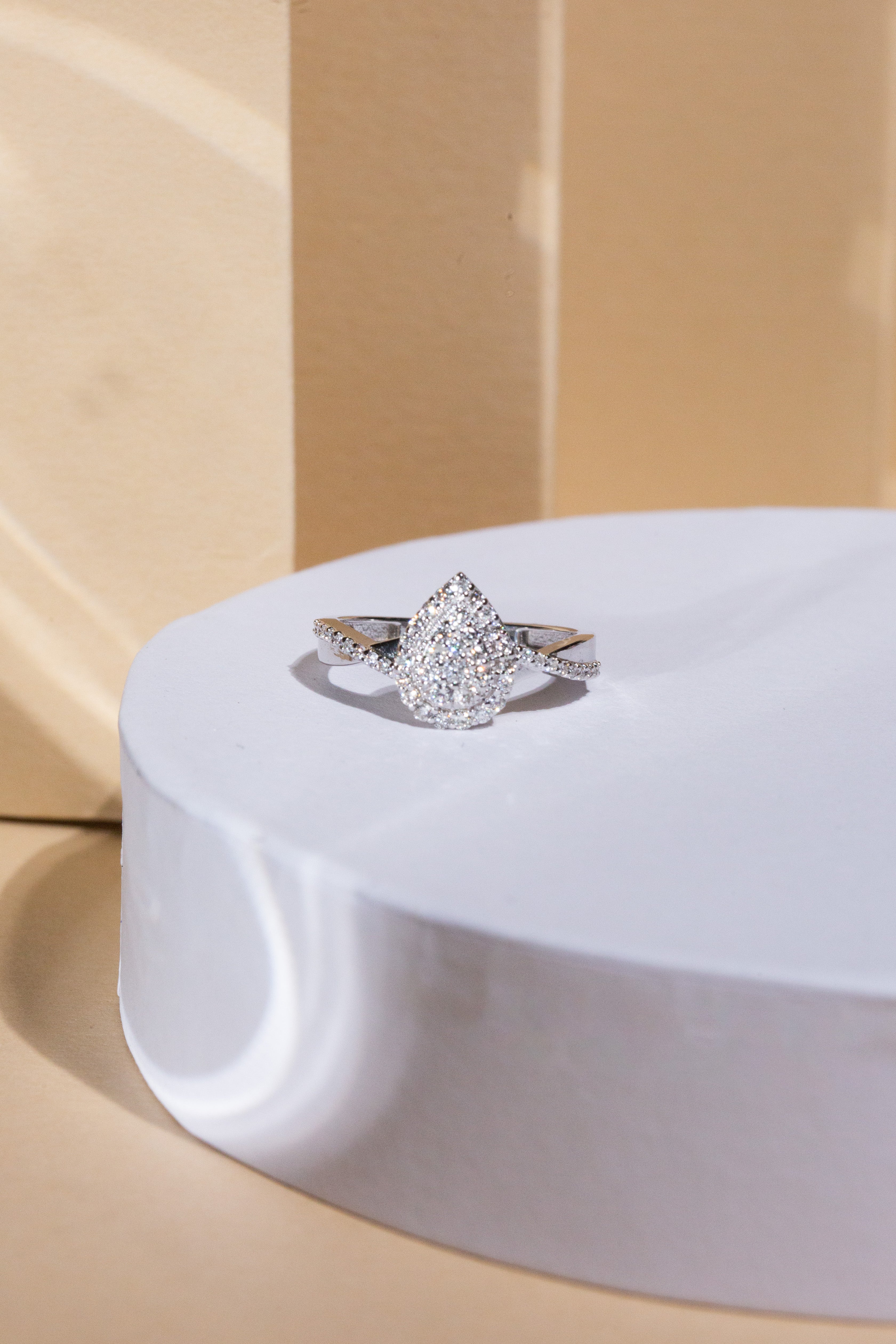 9ct White Gold Ladies Diamond Cluster Engagement Ring - 1102757