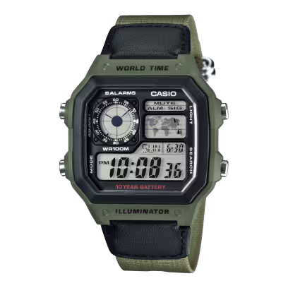 CASIO WORLD TIME DIGITAL WATCH - AE-1200WHB-3BVDF