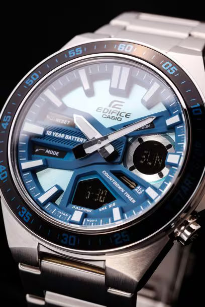Casio Edifice ANADIGI Blue Dial Stainless Steel Watch - EFV-C110D-2BDF