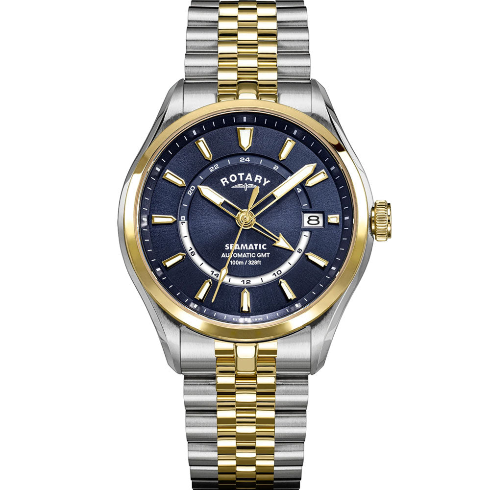 Rotary Seamatic 100 GMT Automatic Blue Silver & Gold - RGB10042/05