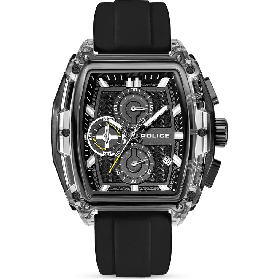 Police Clout Tank Quartz Chronograph  Black Dial Watch  - PEWGO00778X2