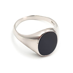 Sterling Silver Gents Black Enamel Ring