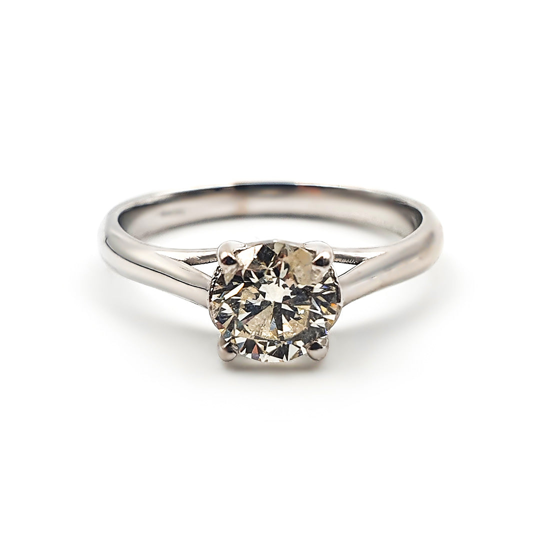 18ct White Gold Ladies 1,00ct Diamond Solitaire Engagement Ring