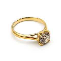 18ct Yellow Gold Ladies 1,00ct Diamond Solitaire Engagement Ring