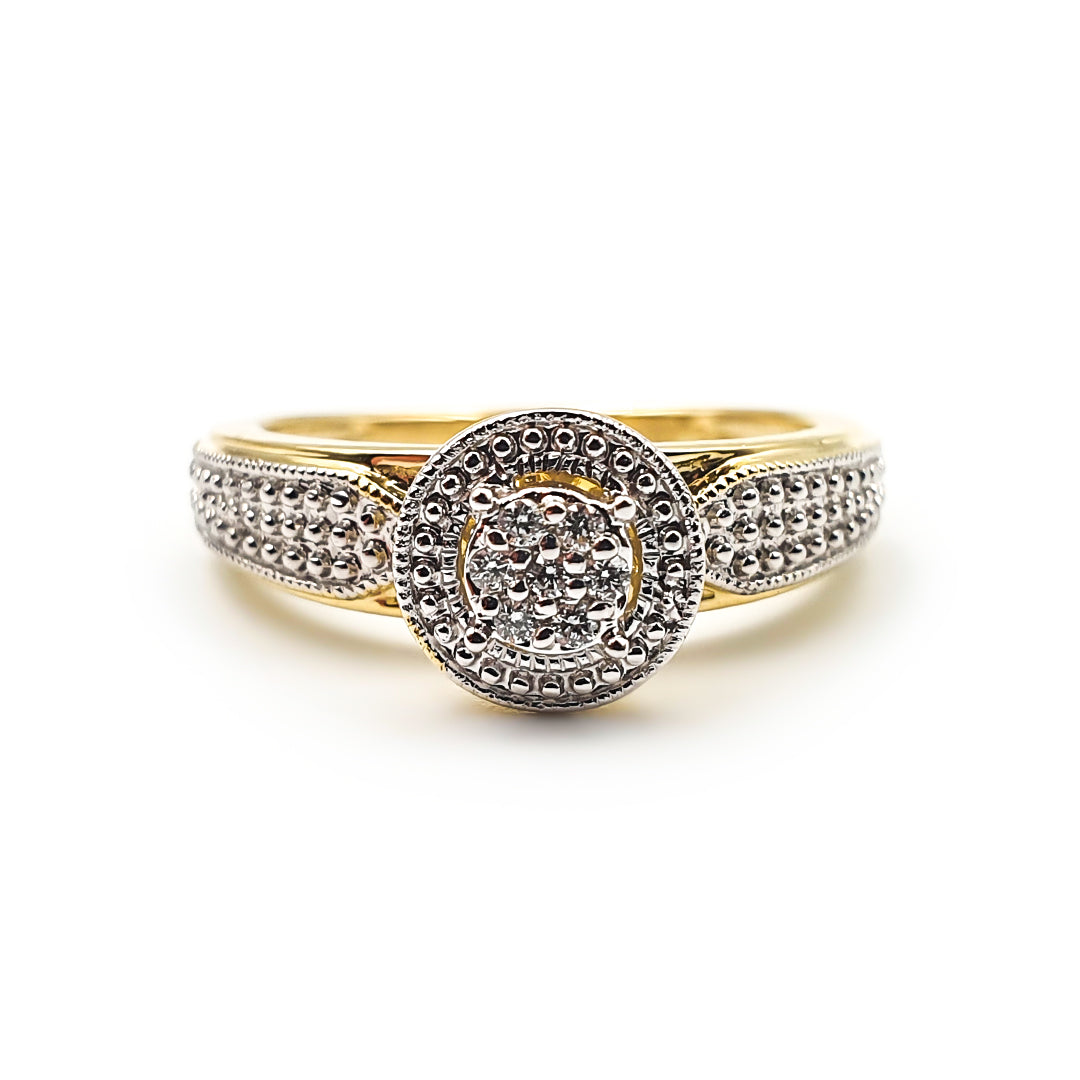 9ct Two-Toned Ladies Diamond Cluster Engagement Ring The_Diamond_box_South_Africa