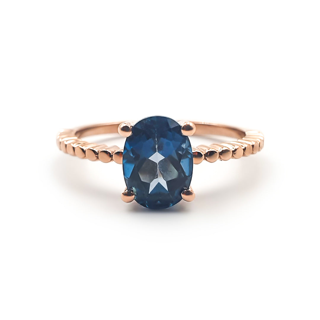 9ct Rose Gold Ladies 1,25ct London Blue Topaz Solitaire Ring The_Diamond_box_South_Africa