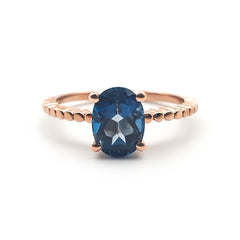 9ct Rose Gold Ladies 1,25ct London Blue Topaz Solitaire Ring
