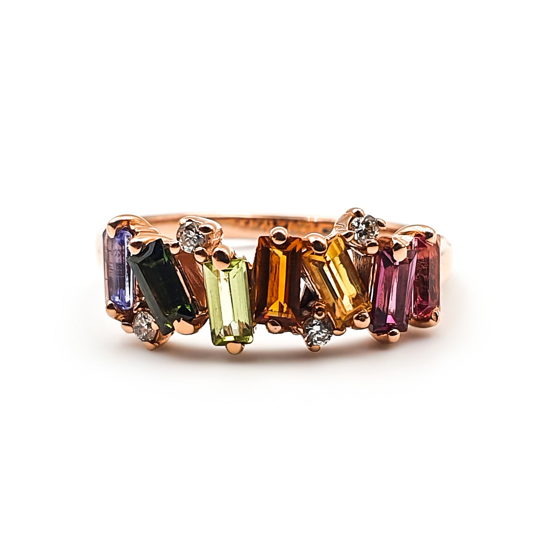 9ct Rose Gold Ladies Diamond and Semi-Precious Stone Ring The_Diamond_box_South_Africa