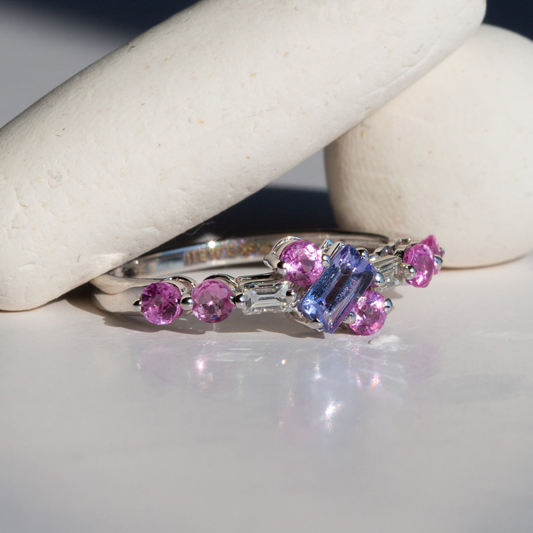 9ct White Gold Ladies Semi-Precious and Diamond Ring The_Diamond_box_South_Africa