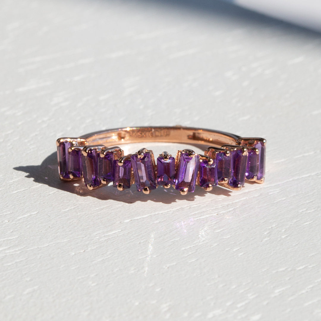 9ct Rose Gold Ladies Amethyst Baguette Band The_Diamond_box_South_Africa