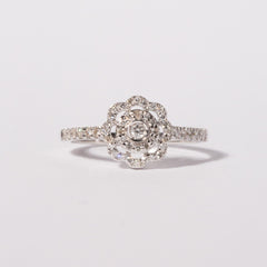 9ct White Gold Ladies Diamond Cluster Engagement Ring - 1102713