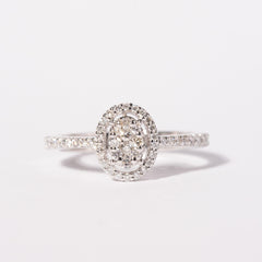 9ct White Gold Ladies Diamond Cluster Engagement Ring - 1102724