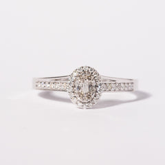 9ct White Gold Ladies Diamond  Engagement Ring - 1102278