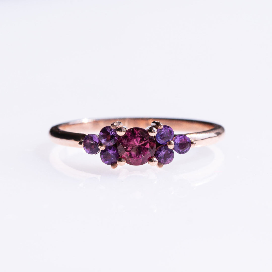 9ct Rose Gold Ladies Tourmaline and Amethyst Ring The_Diamond_box_South_Africa