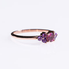 9ct Rose Gold Ladies Tourmaline and Amethyst Ring