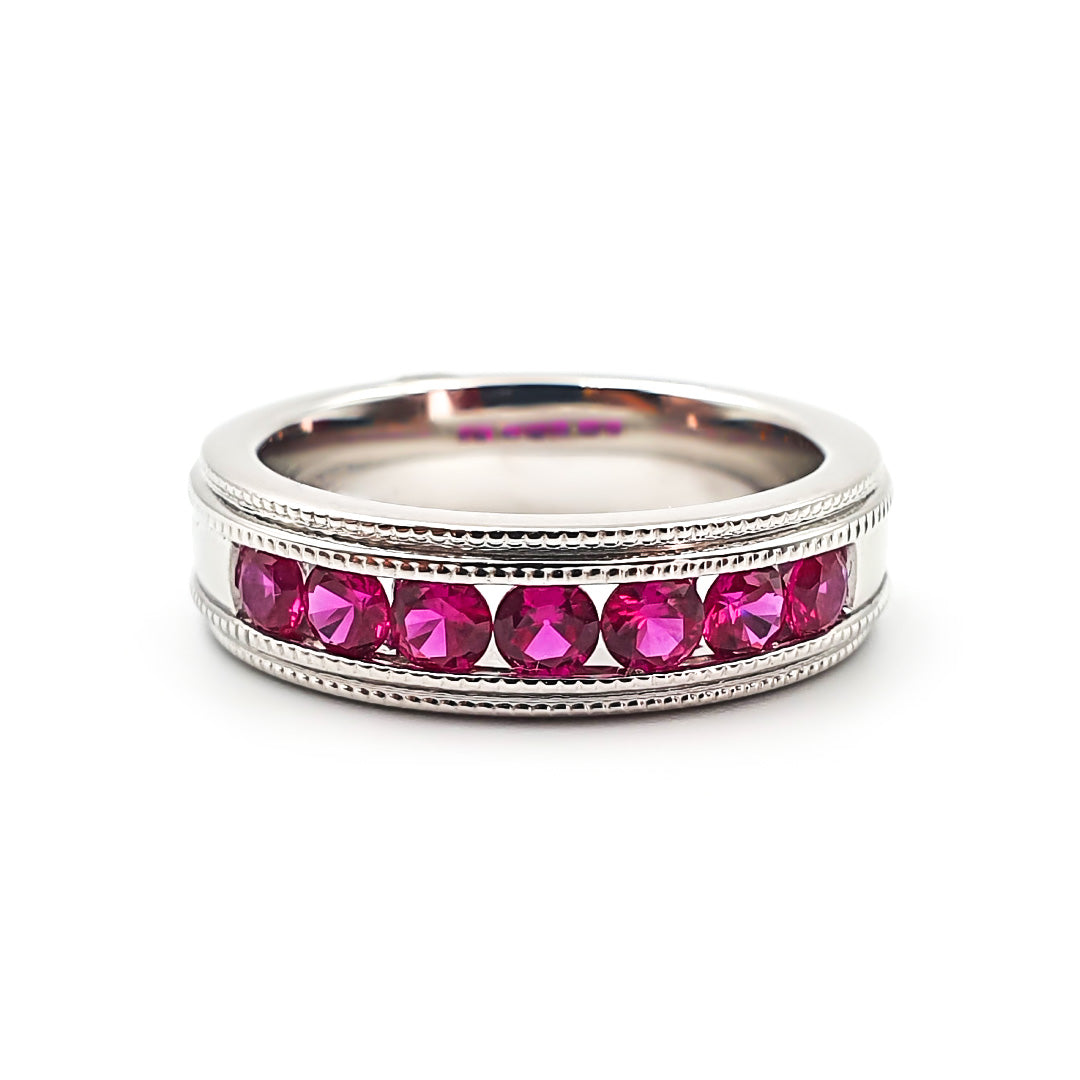 Sterling Silver Ladies Created Ruby Band