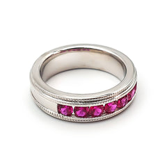 Sterling Silver Ladies Created Ruby Band