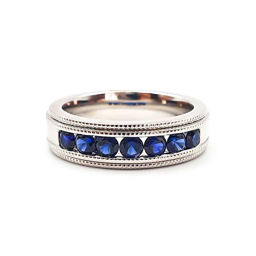 Sterling Silver Created Sapphire Ladies Band