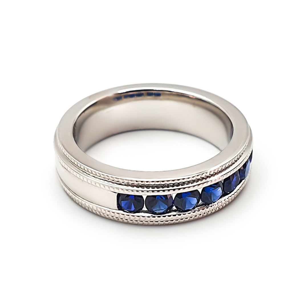 Sterling Silver Created Sapphire Ladies Band
