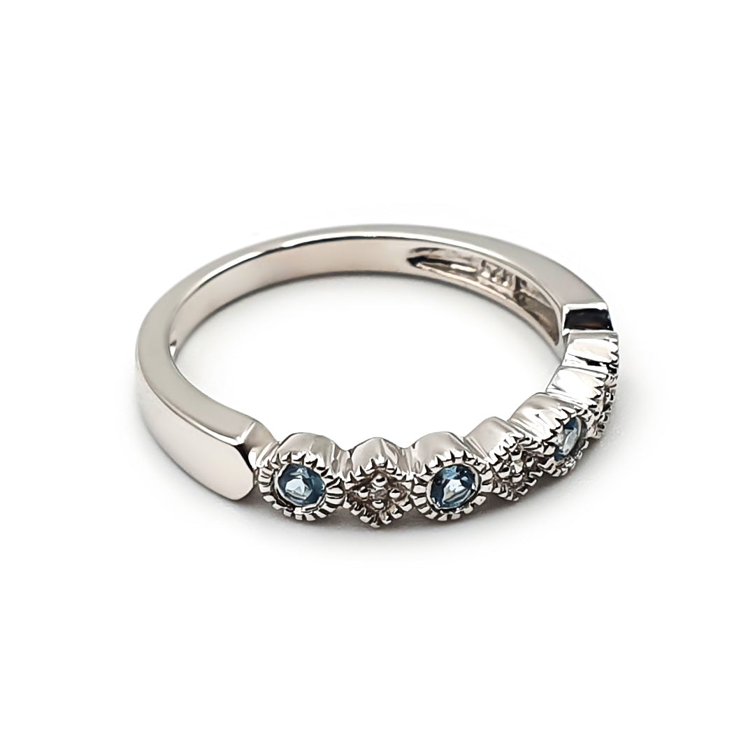 Sterling Silver Ladies Topaz and Diamond Band