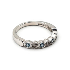 Sterling Silver Ladies Topaz and Diamond Band