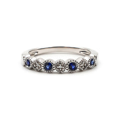 Sterling Silver Ladies Sapphire and Diamond Band