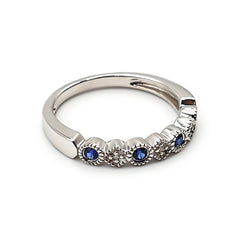 Sterling Silver Ladies Sapphire and Diamond Band