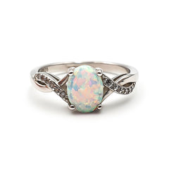 Sterling Silver Ladies White Gilson Opal Engagement Ring