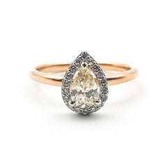 18ct Rose Gold Ladies Diamond Halo Engagement Ring