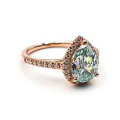 9ct Rose Gold Ladies 2,00ct Moissanite Halo Engagement Ring
