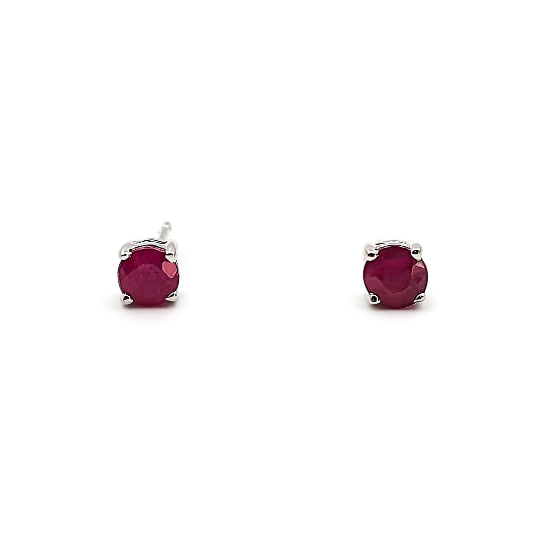 Sterling Silver Ladies Ruby Stud Earrings