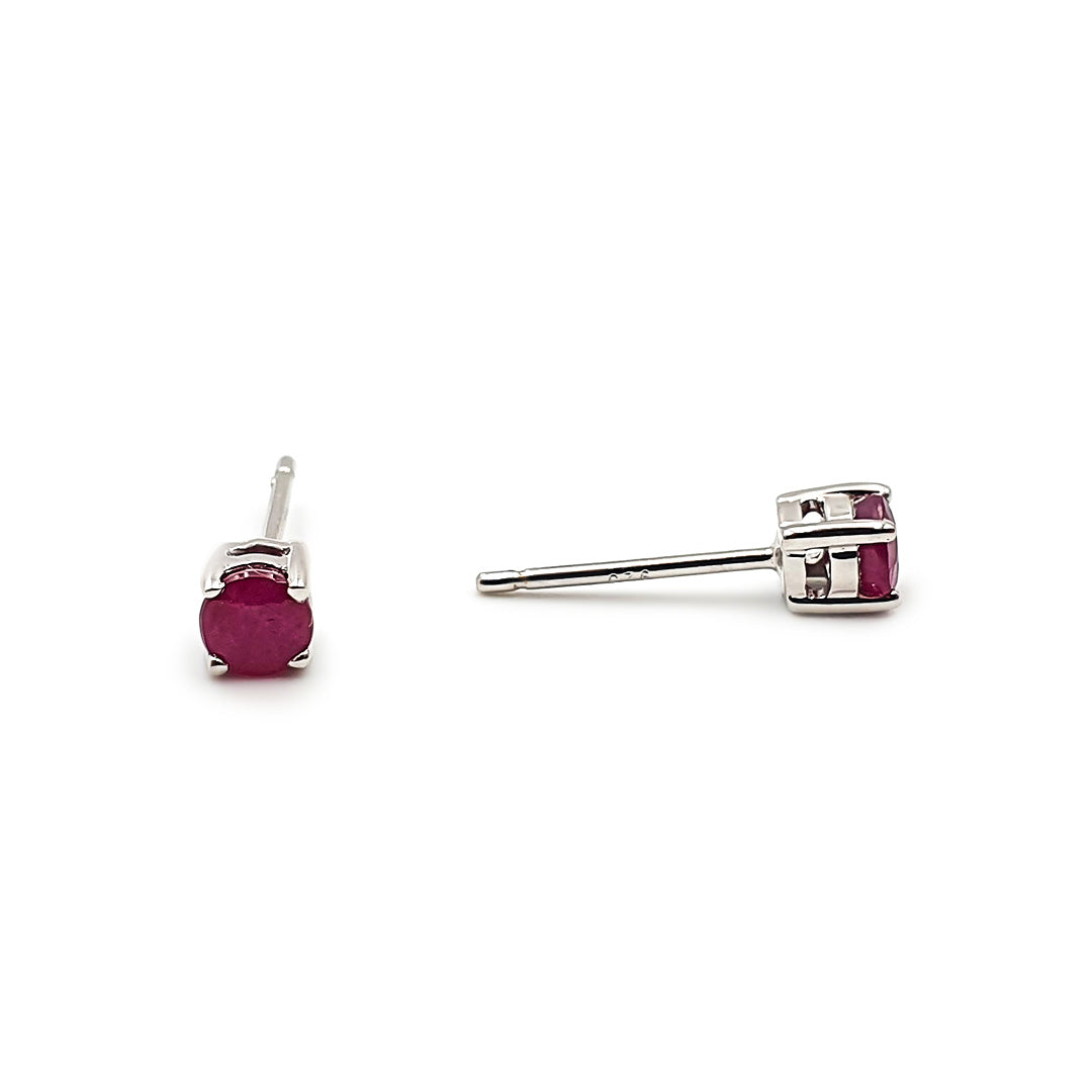 Sterling Silver Ladies Ruby Stud Earrings