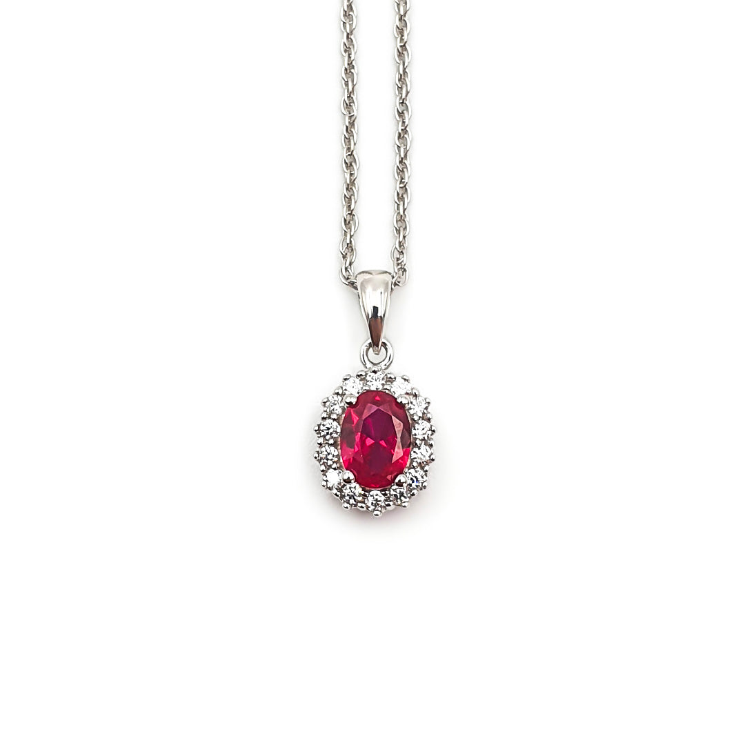 Sterling Silver Ladies Created Ruby Pendent