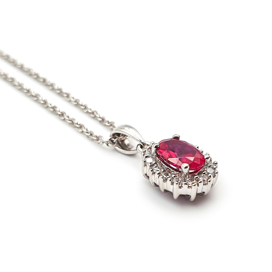 Sterling Silver Ladies Created Ruby Pendent