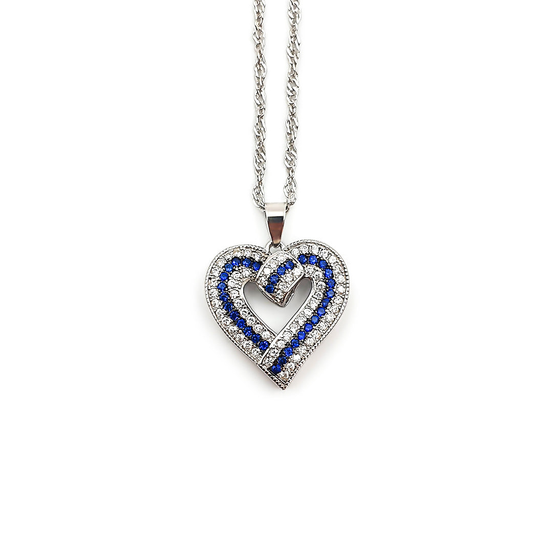 Sterling Silver Ladies Created Sapphire Pendant