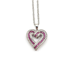 Sterling Silver Ladies Created Ruby Heart Pendant