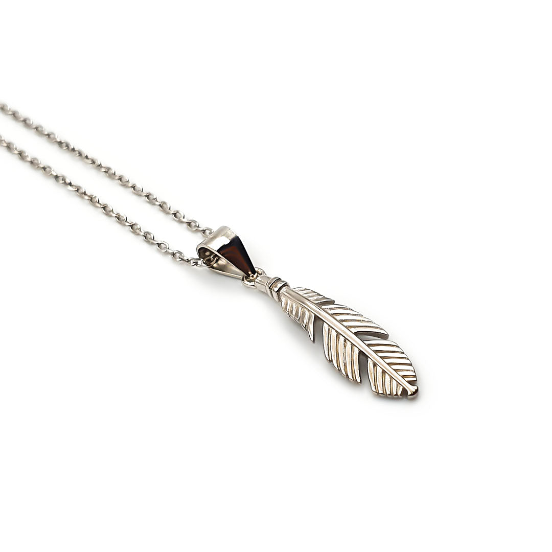 Sterling Silver Ladies Feather Pendant