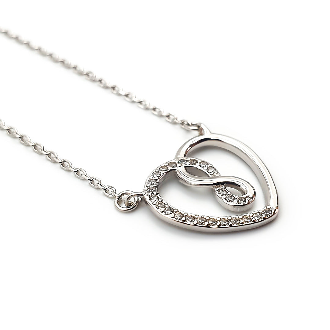 Sterling Silver Ladies Heart Infinity Pendant